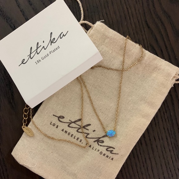 ♥️ Blue Opal 18k Gold Plated Necklace - Picture 5 of 7